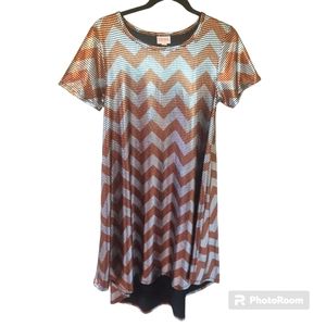 LulaRoe copper and silver Chevron pattern high low dress. Size XS